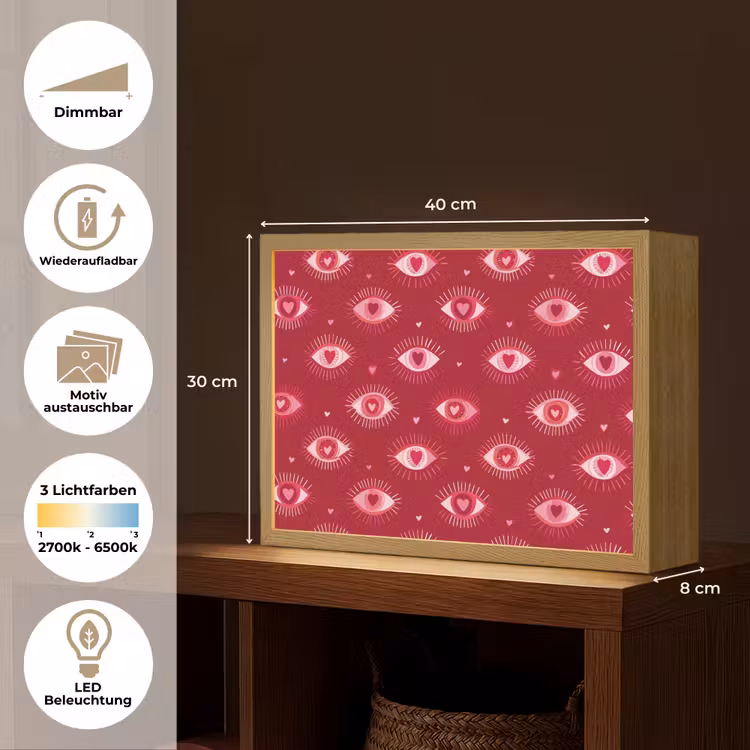 Ogen - Patroon - Roze - Donkerrood Light Box met batterij (Wandlamp) middel 907 -USP_websiteoverzichtDE