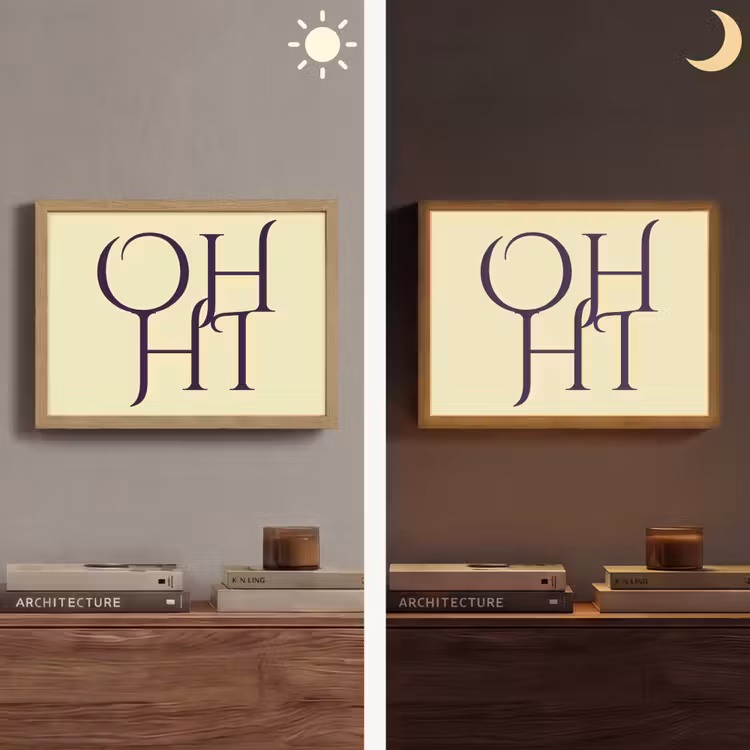 Oh hi - Geel - Monogram Light Box met batterij (Wandlamp) middel -sfeer3