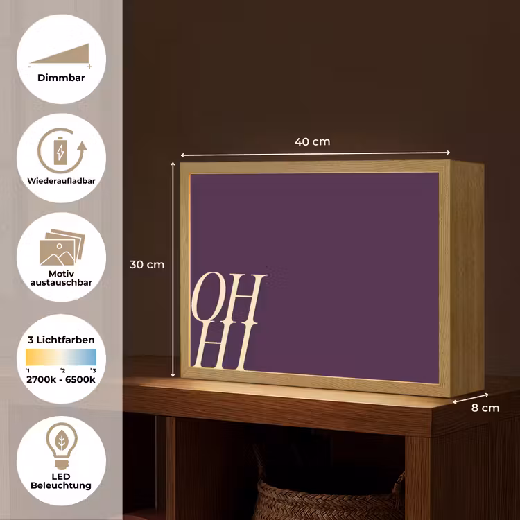 Oh hi - Paars - Cursief Light Box met batterij (Wandlamp) middel -USP_websiteoverzichtDE