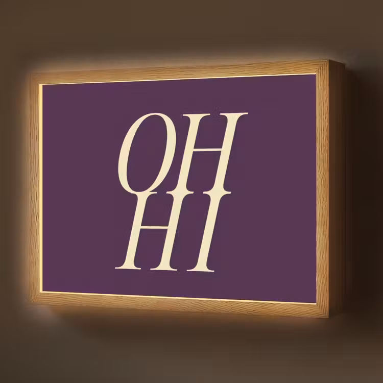 Oh hi - Paars - Minimalistisch Light Box met batterij (Wandlamp) middel -z3d_website