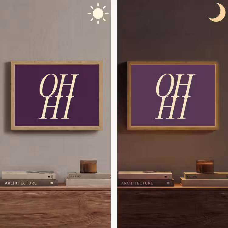 Oh hi - Paars - Minimalistisch Light Box met batterij (Wandlamp) middel -sfeer3