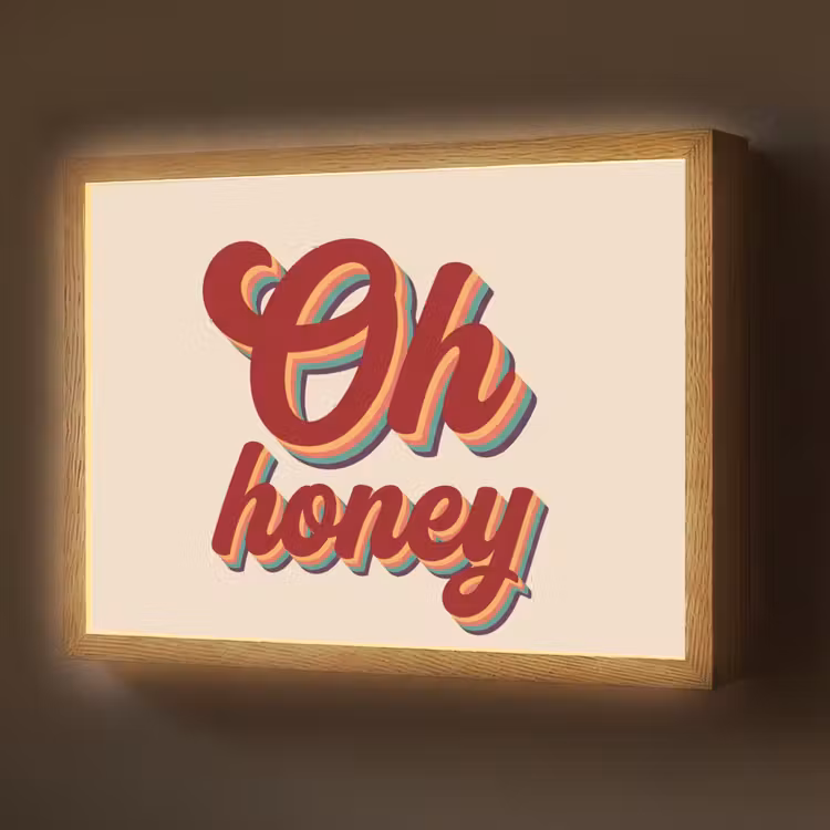 Oh honey - Rood - Schaduw Light Box met batterij (Wandlamp) middel -z3d_website