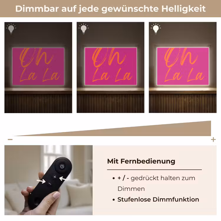 Oh la la - Oranje - Roze Light Box met batterij (Wandlamp) middel -USP_dimbaarDE
