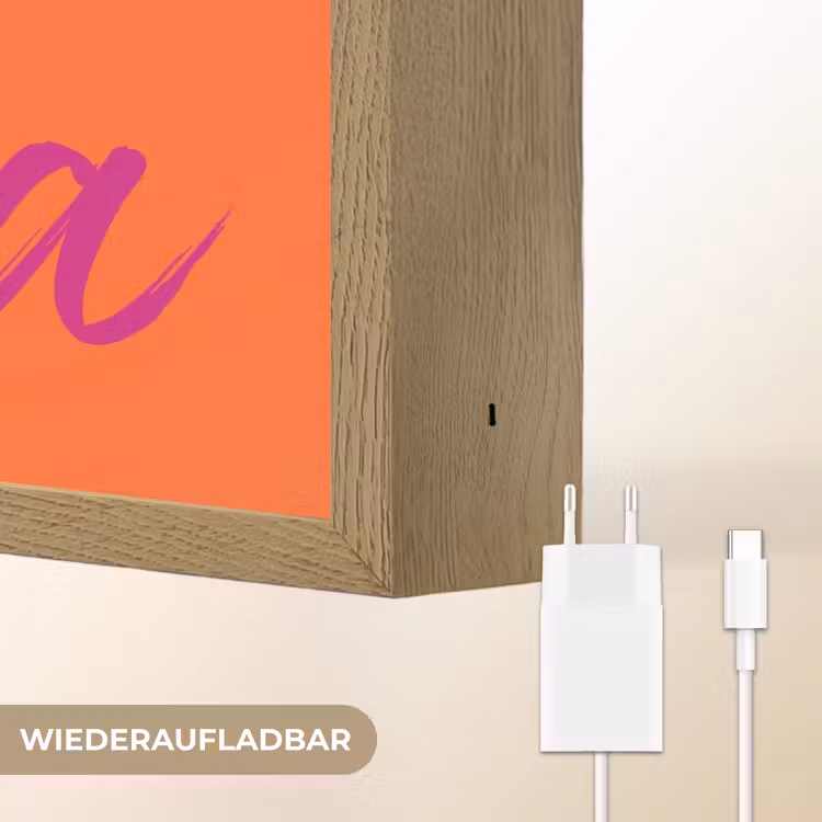 Oh la la - Oranje - Roze - Grafisch Light Box met batterij (Wandlamp) middel -USP_websiteoplaadbaarDE
