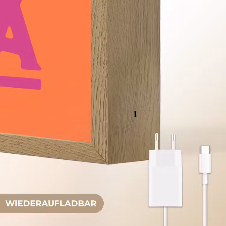 Oh la la - Oranje - Roze - Scheeflettertype Light Box met batterij (Wandlamp) middel -USP_websiteoplaadbaarDE