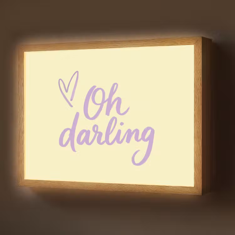 Oh darling - Geel - Hart Light Box met batterij (Wandlamp) middel -z3d_website