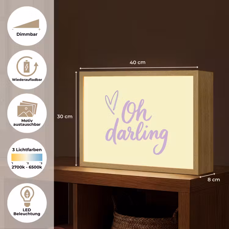 Oh darling - Geel - Hart Light Box met batterij (Wandlamp) middel -USP_websiteoverzichtDE