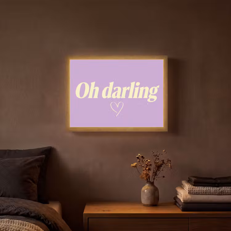 Oh darling - Hart - Paars Light Box met batterij (Wandlamp) middel -sfeer4