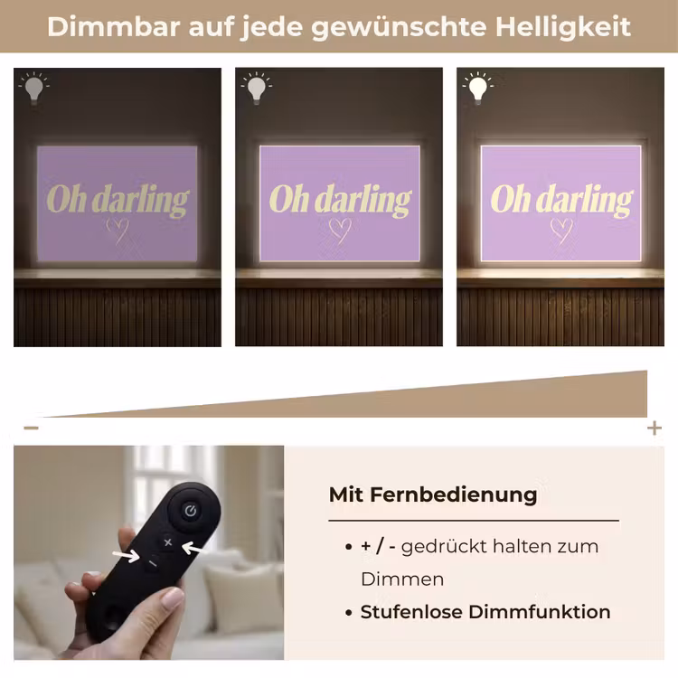 Oh darling - Hart - Paars Light Box met batterij (Wandlamp) middel -USP_dimbaarDE