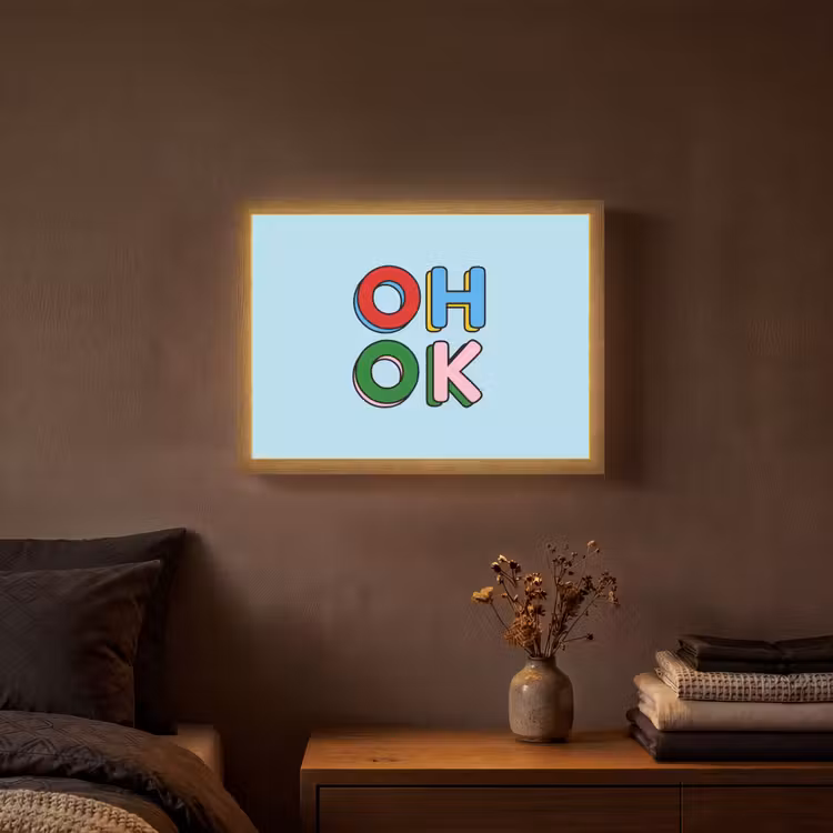 Oh ok - Blauw - Kleurrijk Light Box met batterij (Wandlamp) middel -sfeer4
