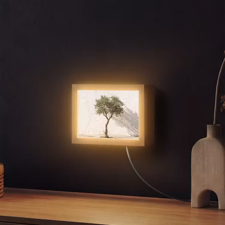Lightbox - Wandleuchte - Olivenbaum – Wand – weiß - Olijfboom - muur - wit Light Box met kabel (Wandlamp) klein