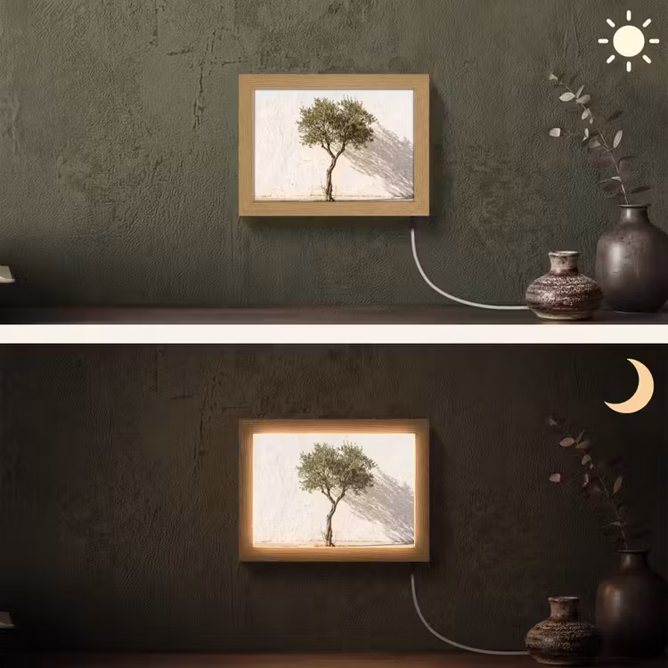 Lightbox - Wandleuchte - Olivenbaum – Wand – weiß - Olijfboom - muur - wit Light Box met kabel (Wandlamp) klein