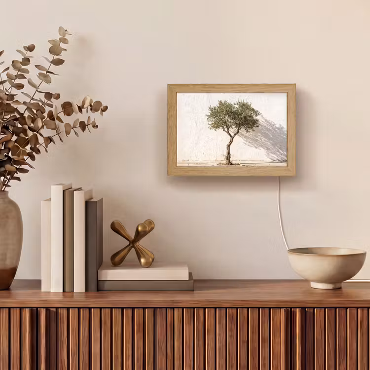 Lightbox - Wandleuchte - Olivenbaum – Wand – weiß - Olijfboom - muur - wit Light Box met kabel (Wandlamp) klein