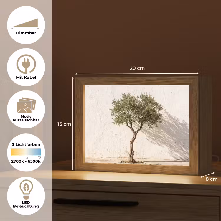 Lightbox - Wandleuchte - Olivenbaum – Wand – weiß - Olijfboom - muur - wit Light Box met kabel (Wandlamp) klein