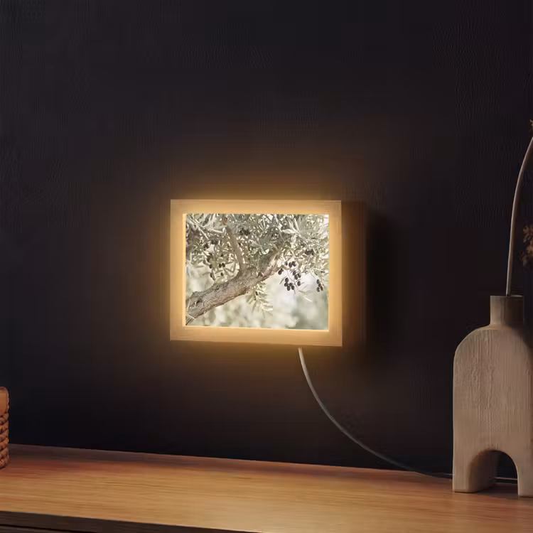 Lightbox - Wandleuchte - Olivenbaum – Zweig – grün - Olijfboom - tak - groen Light Box met kabel (Wandlamp) klein