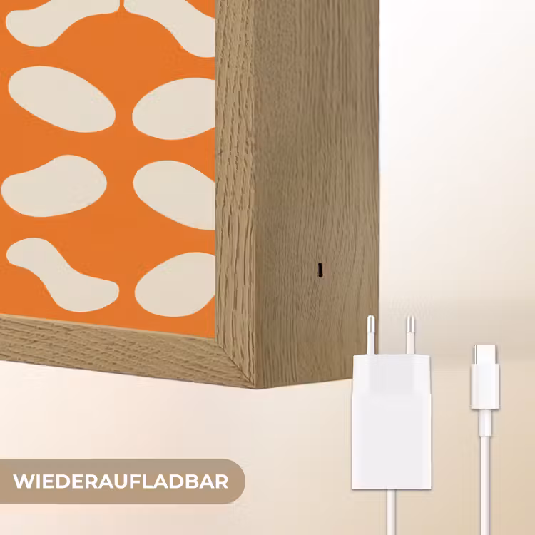 Oranje - Organische vormen - Wit Light Box met batterij (Wandlamp) middel 907 -USP_websiteoplaadbaarDE