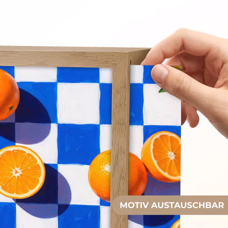 Lightbox - Wandleuchte - Orange – Kariert – Essen - Sinaasappel - Geruit - Eten Light Box met kabel (Wandlamp) klein