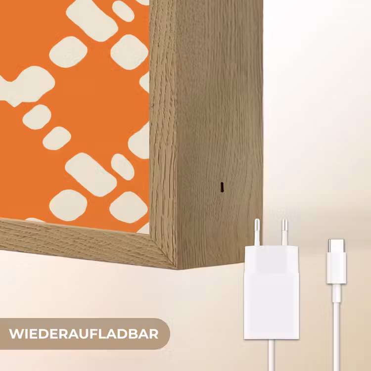 Oranje - Ruitpatroon - Wit Light Box met batterij (Wandlamp) middel 907 -USP_websiteoplaadbaarDE
