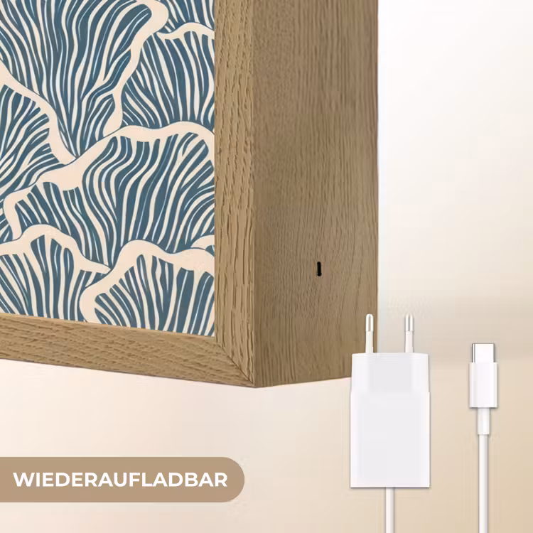 Organisch - Blauw - Crème - Schelpen Light Box met batterij (Wandlamp) middel 907 -USP_websiteoplaadbaarDE
