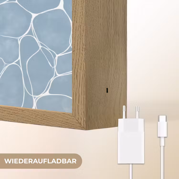 Organisch - Patroon - Blauw Light Box met batterij (Wandlamp) middel 907 -USP_websiteoplaadbaarDE