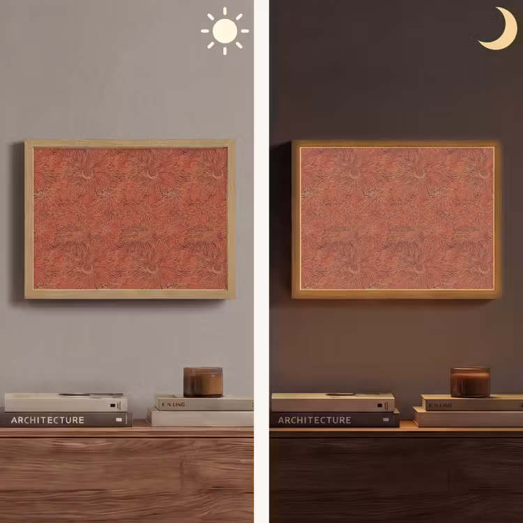 Oosters - Bloemen - Terracotta Light Box met batterij (Wandlamp) middel 907 -sfeer3