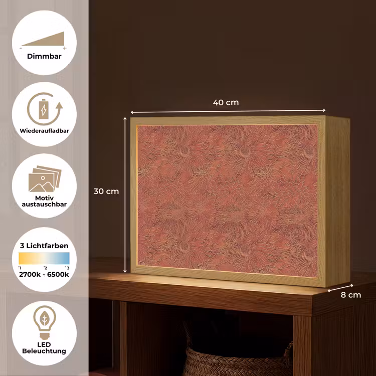 Oosters - Bloemen - Terracotta Light Box met batterij (Wandlamp) middel 907 -USP_websiteoverzichtDE