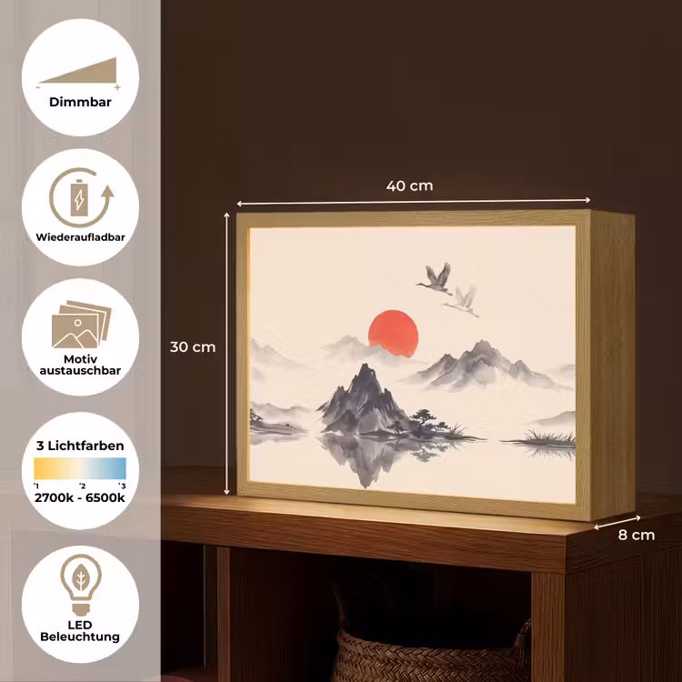 Oosters - Kraanvogels - Landschap Light Box met batterij (Wandlamp) middel -USP_websiteoverzichtDE