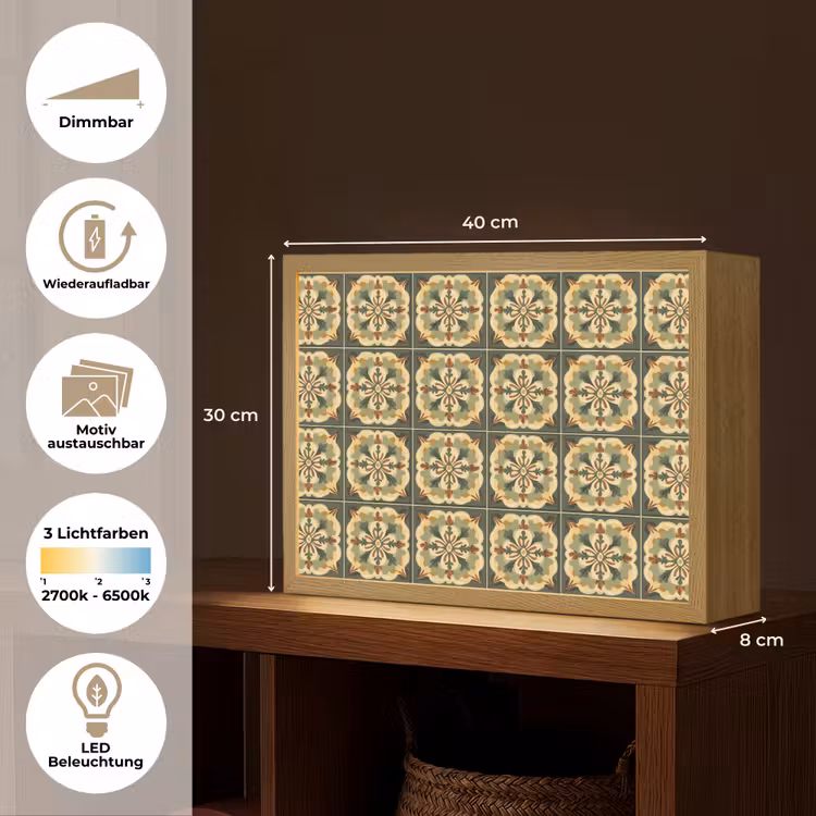 Ornament - Patroon - Groen Light Box met batterij (Wandlamp) middel 907 -USP_websiteoverzichtDE