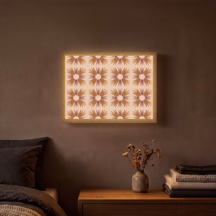 Ornament - Patroon - Oker Light Box met batterij (Wandlamp) middel 907 -sfeer4
