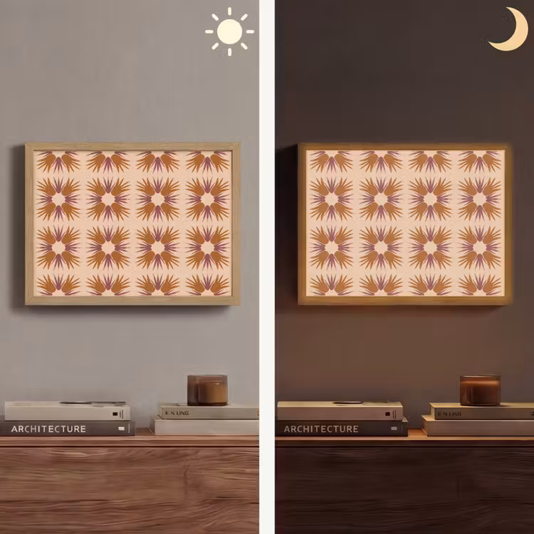 Ornament - Patroon - Oker Light Box met batterij (Wandlamp) middel 907 -sfeer3