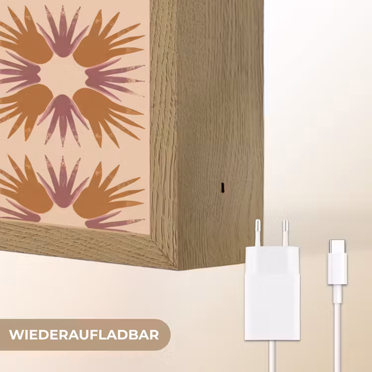 Ornament - Patroon - Oker Light Box met batterij (Wandlamp) middel 907 -USP_websiteoplaadbaarDE