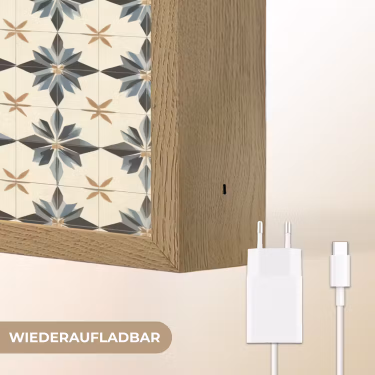 Sierlijk - Ornament - Blauw Light Box met batterij (Wandlamp) middel 907 -USP_websiteoplaadbaarDE