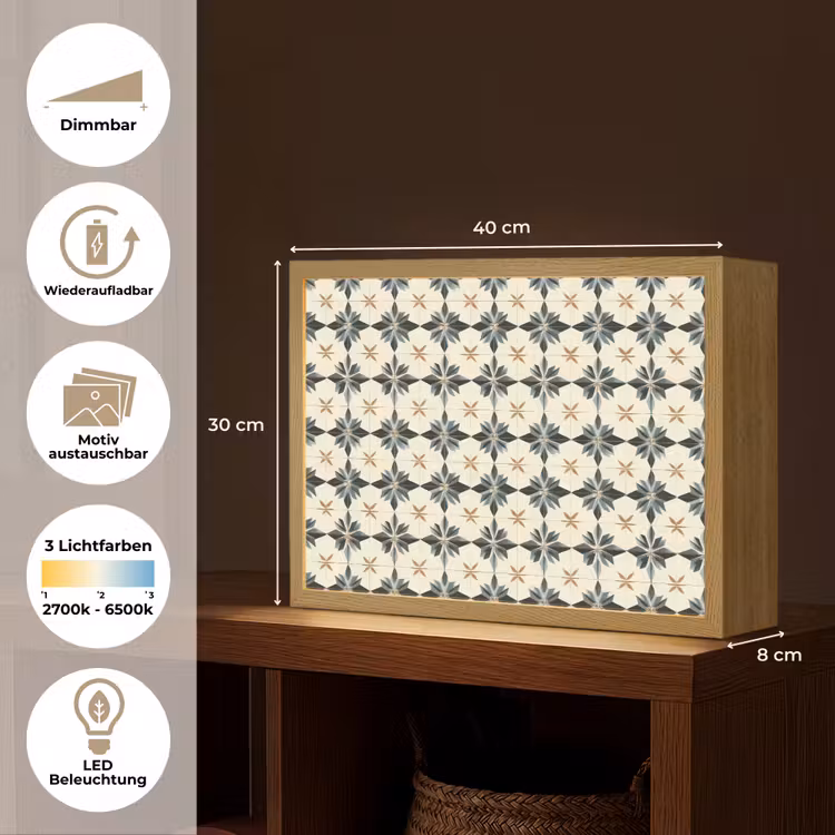 Sierlijk - Ornament - Blauw Light Box met batterij (Wandlamp) middel 907 -USP_websiteoverzichtDE