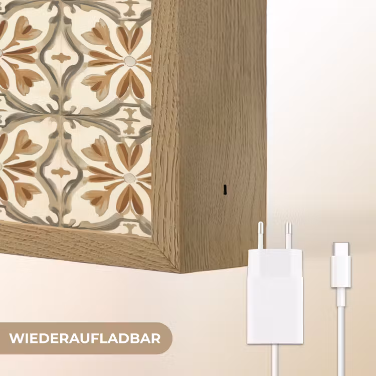 Siertegel - Patroon - Bruin Light Box met batterij (Wandlamp) middel 907 -USP_websiteoplaadbaarDE