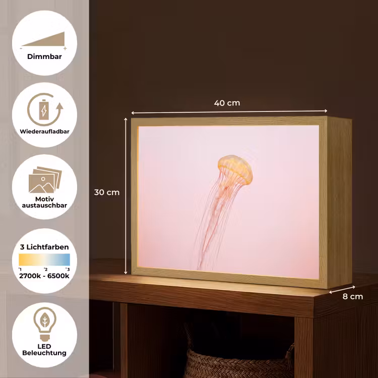 Sierlijk - Kwal - Roze Light Box met batterij (Wandlamp) middel -USP_websiteoverzichtDE