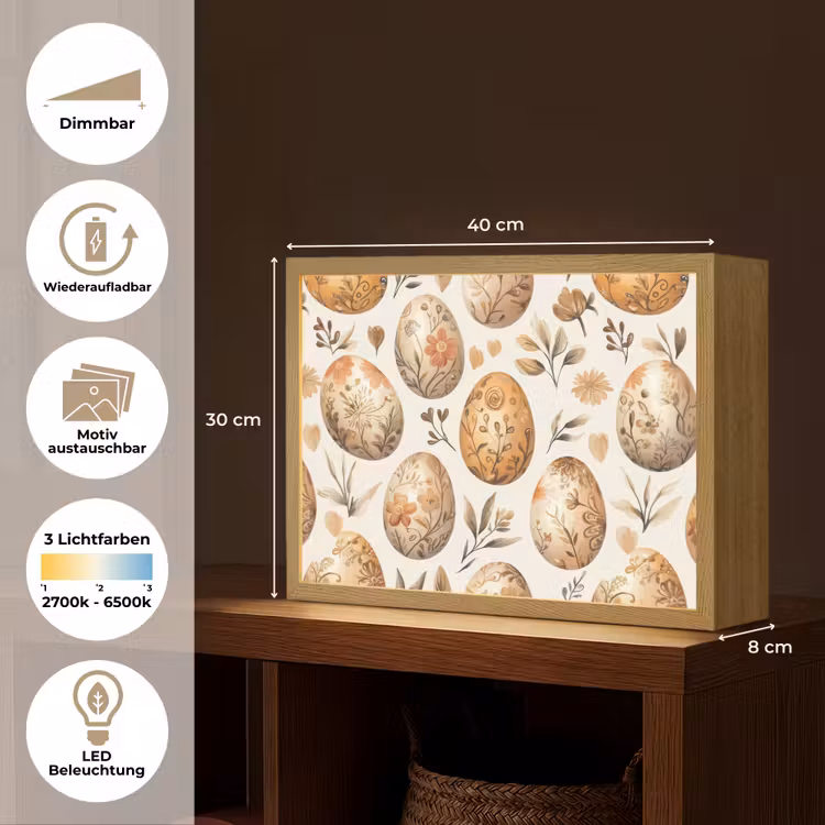 Paaseieren - Bruin - Bloemen Light Box met batterij (Wandlamp) middel -USP_websiteoverzichtDE