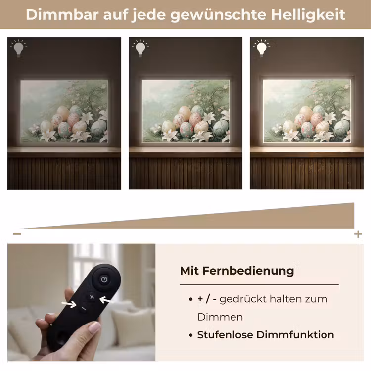 Paaseieren - Pasteltinten - Bloemen Light Box met batterij (Wandlamp) middel -USP_dimbaarDE