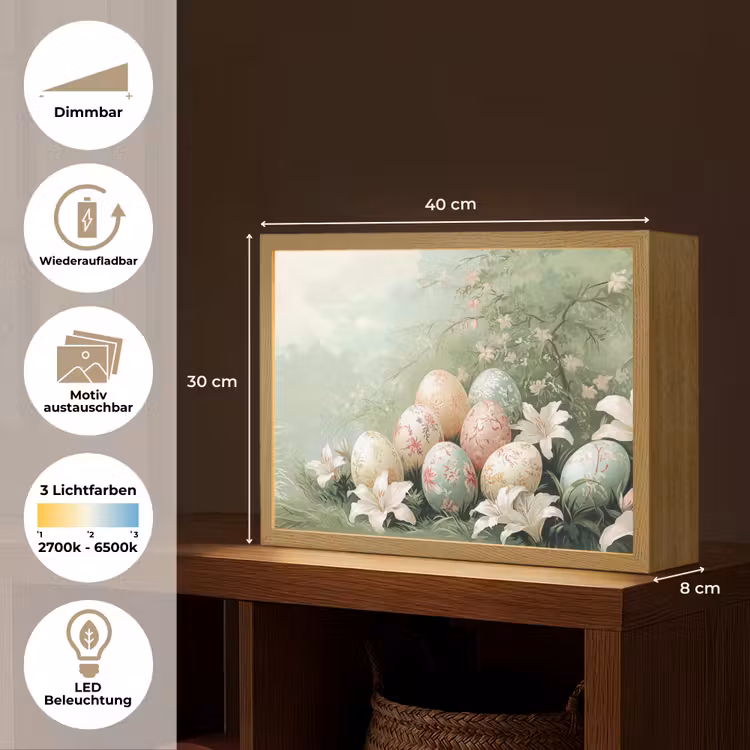 Paaseieren - Pasteltinten - Bloemen Light Box met batterij (Wandlamp) middel -USP_websiteoverzichtDE