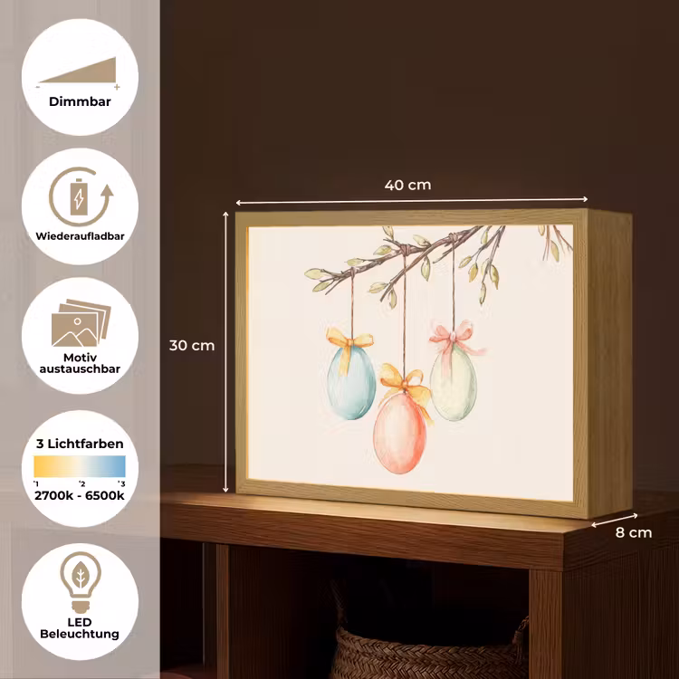 Paastak - Strikje - Eieren Light Box met batterij (Wandlamp) middel -USP_websiteoverzichtDE