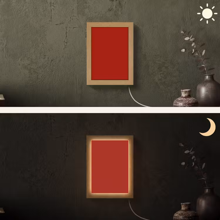 Oxblood - Maroon - Rood Light Box met kabel (Wandlamp) klein 929 -sfeer3