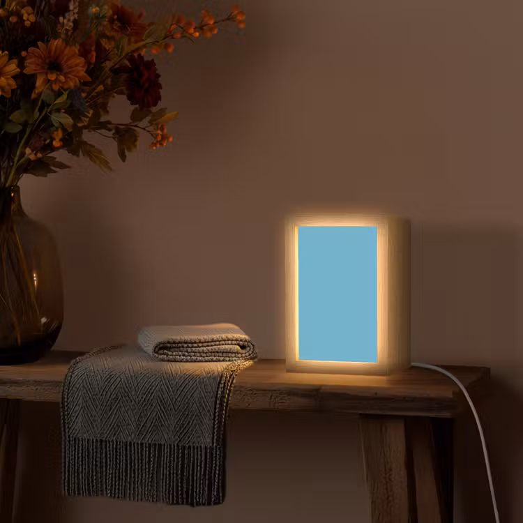 Ocean - Teal - Blauw Light Box met kabel (Wandlamp) klein 929 -sfeer4