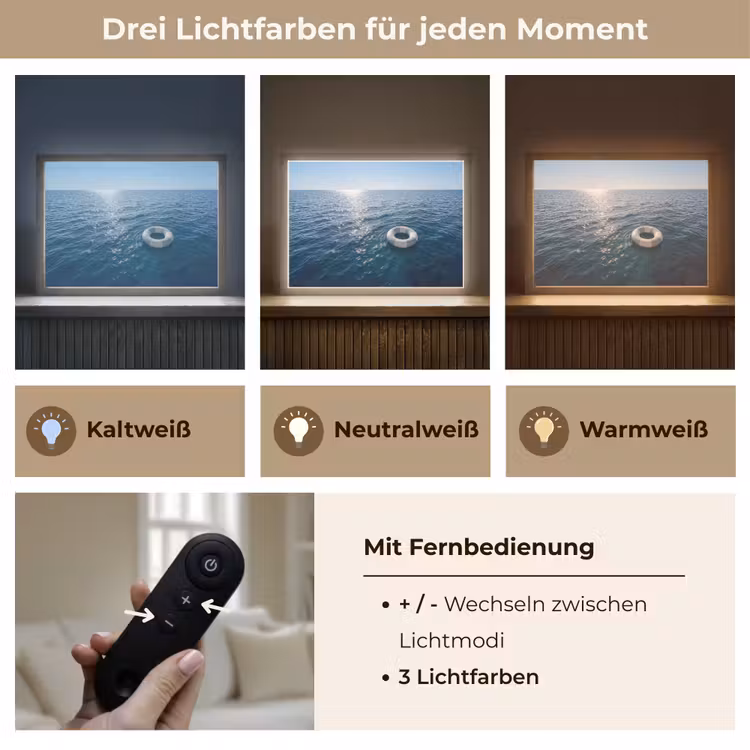 Oceaan - Zwemband - Horizon Light Box met batterij (Wandlamp) middel -USP_lichtkleurDE