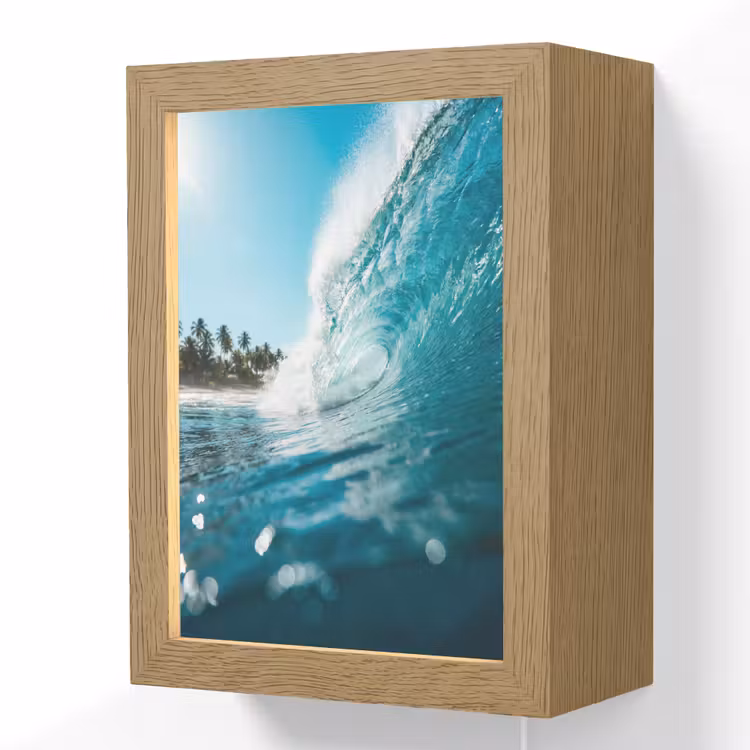 Oceaan - Golf - Strand - Natuur - Blauw Light Box met kabel (Wandlamp) klein -3d