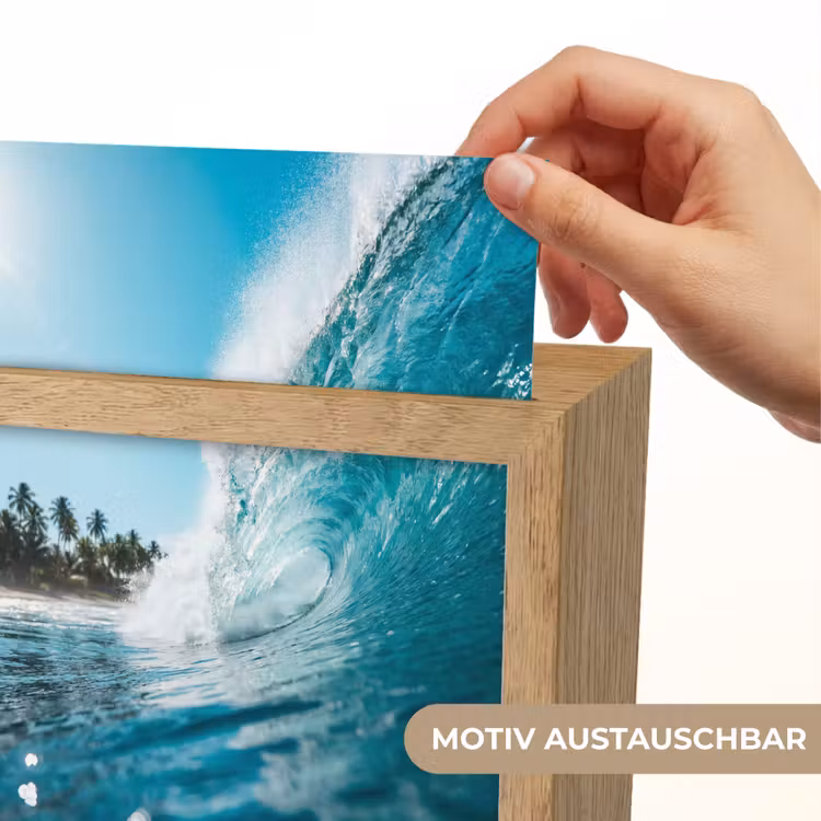 Oceaan - Golf - Strand - Natuur - Blauw Light Box met kabel (Wandlamp) klein -USP_websiteprintDE