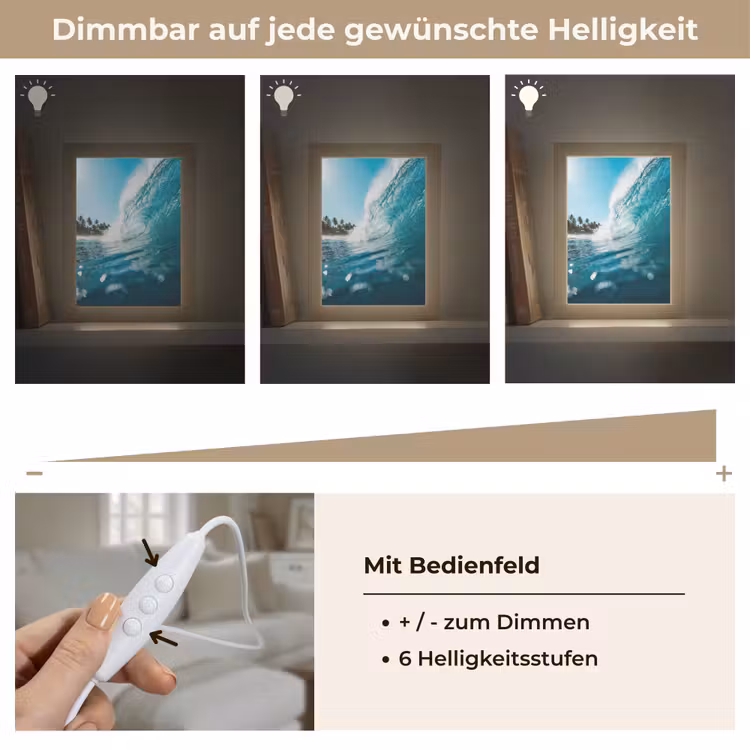 Oceaan - Golf - Strand - Natuur - Blauw Light Box met kabel (Wandlamp) klein -USP_dimbaarDE