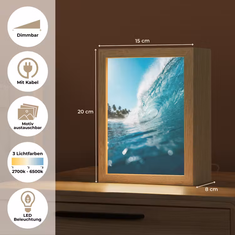 Oceaan - Golf - Strand - Natuur - Blauw Light Box met kabel (Wandlamp) klein -USP_websiteoverzichtDE