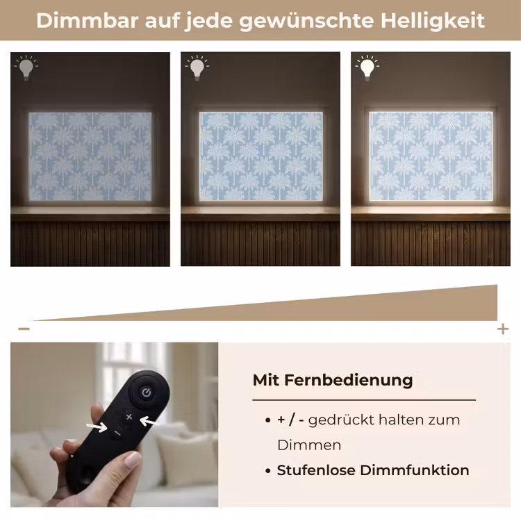 Palmboom - Modern - Blauw Light Box met batterij (Wandlamp) middel 907 -USP_dimbaarDE