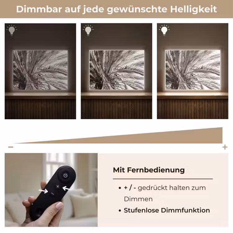 Palmboom - Tropisch - Zwart - Wit Light Box met batterij (Wandlamp) middel -USP_dimbaarDE