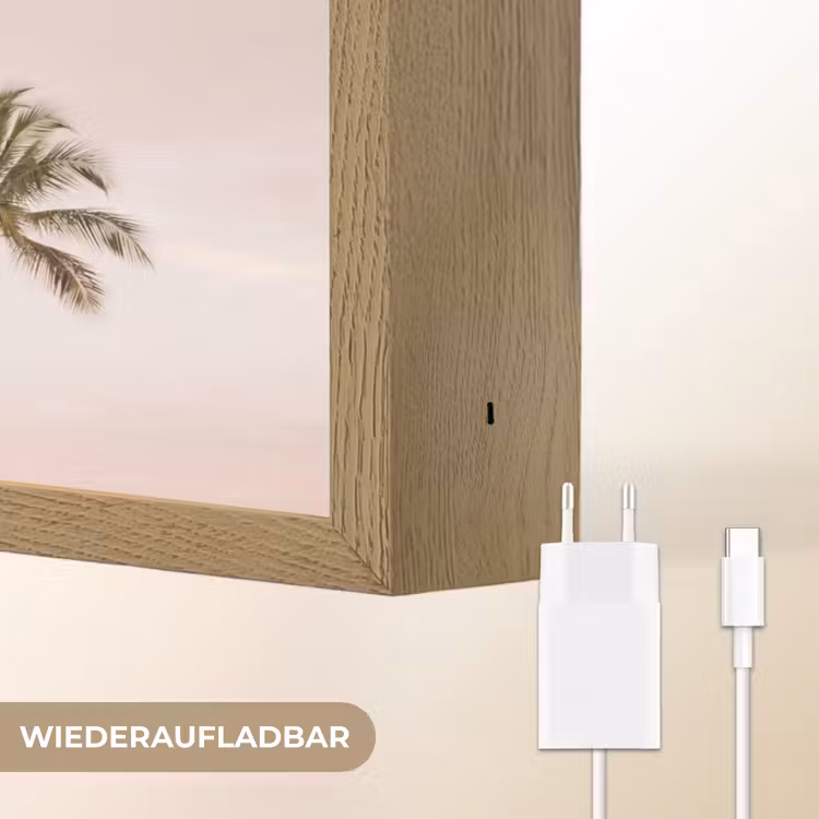 Palmbomen - Zonsondergang - Roze Light Box met batterij (Wandlamp) middel -USP_websiteoplaadbaarDE