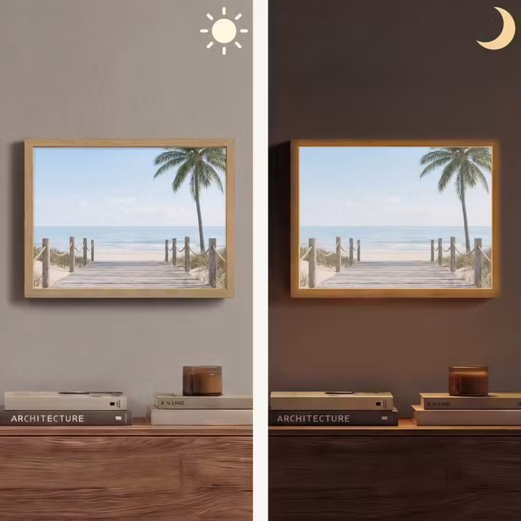 Palmbomen - Pad - Horizon Light Box met batterij (Wandlamp) middel -sfeer3